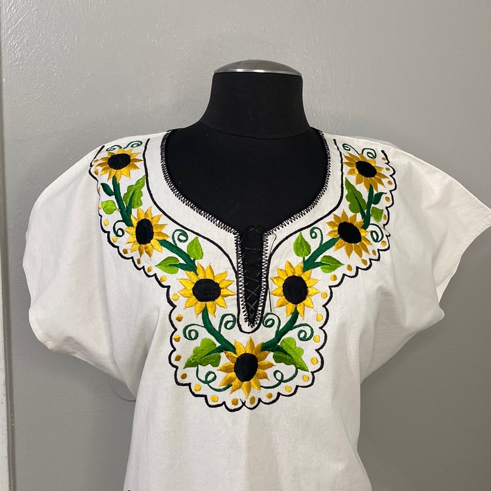 Women's Mexican Sunflower Embroidery Dress